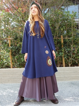 雫のクロシェ編みチュニックワンピ