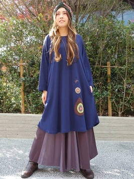 雫のクロシェ編みチュニックワンピ