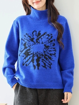 ビッグフラワージャカードニットTOP