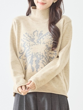 ビッグフラワージャカードニットTOP