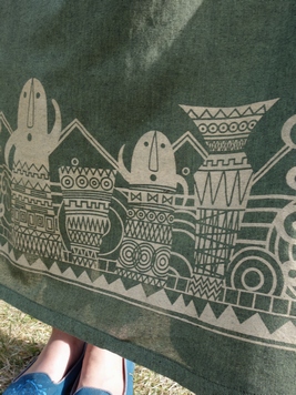 壁画風プリントロングスカート 梟 通販 エスニック アジアン ナチュラル ファッション 服 雑貨