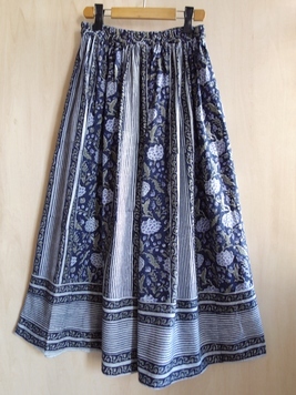 ハンドブロックプリントツイルスカート
