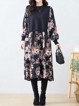 アンティークフラワーレイヤード風ワンピース