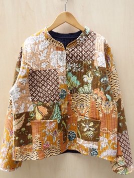 キルトパッチワークリバーシブル裏無地ジャケット