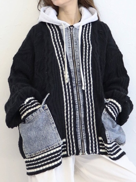 デニットフーディカーディガン