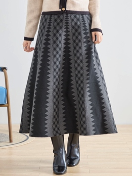 ジオメトリックラインニットスカート