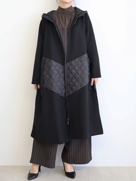 おとなモードのキルティング切替フーディコート