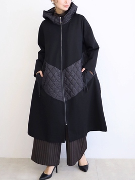 おとなモードのキルティング切替フーディコート