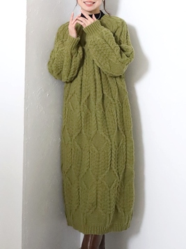 シュシュケーブルニットロングワンピース