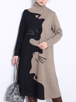 にゃんこの裏起毛チュニックワンピース