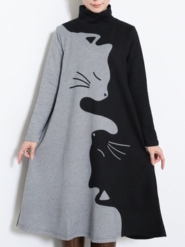 にゃんこの裏起毛チュニックワンピース