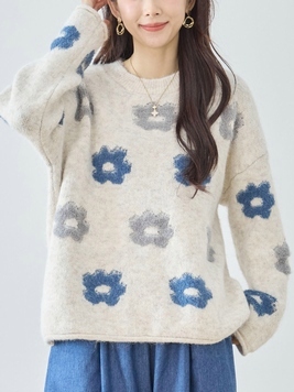 花ボアメランジニットTOP