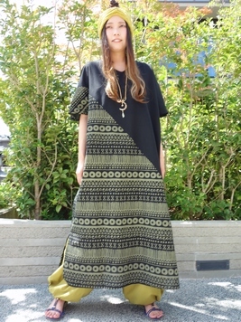 古墳ボーダーバイアスワンピース