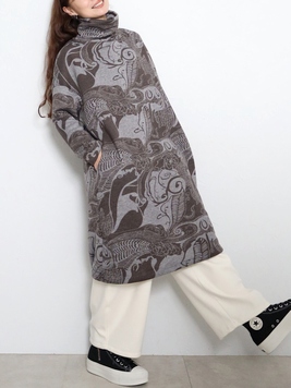 裏起毛ボタニカチュニックワンピース